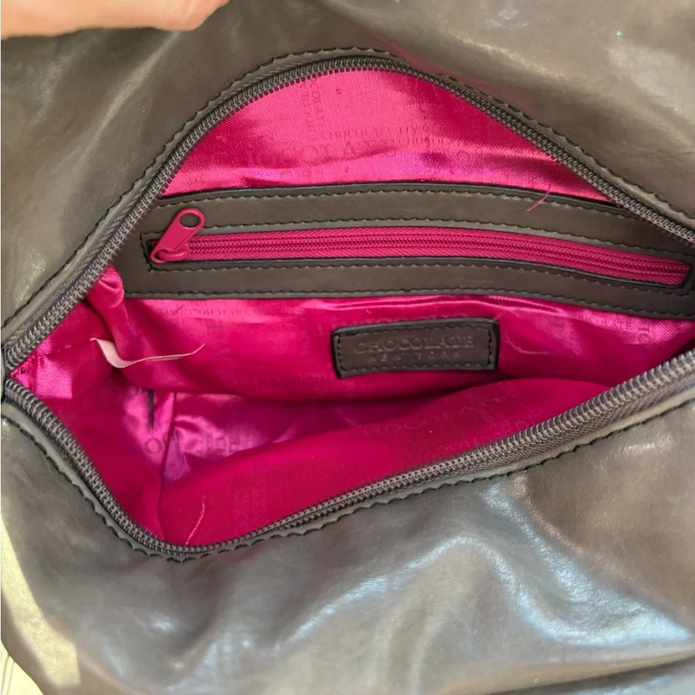 Chocolate Gray Velvet Bow Shoulder Bag - Picture 9 of 9